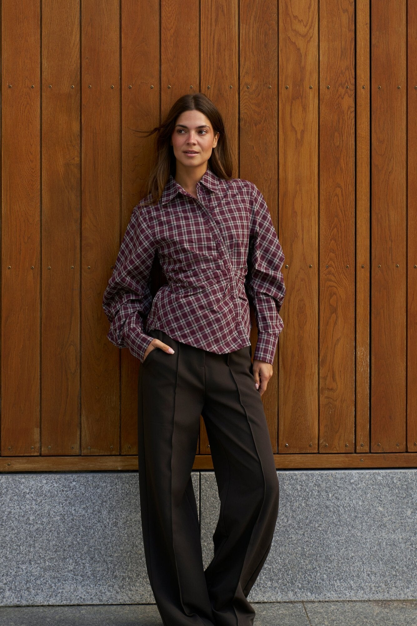 Neoella Check skjorte - Plum
